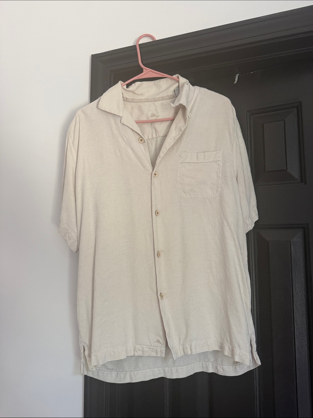 Tommy Bahama Men's Cream Short-Sleeve Button-Up Shirt